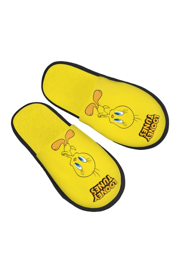 Tweety Bird Mens Womens Indoor Plush Scuff Slippers Cozy Memory Foam Scuff Slippers Casual Slip On Warm House Shoes Non-slip Home Shoes Large