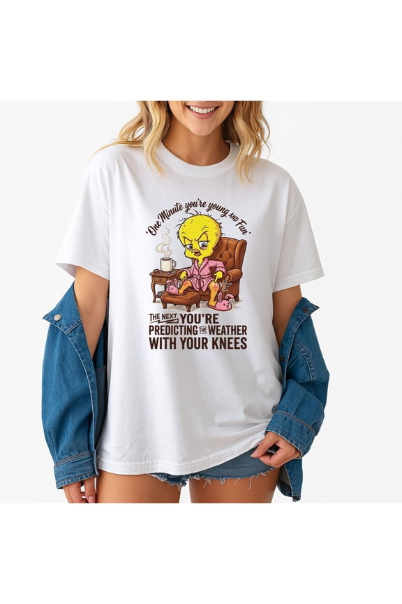 Tweety Bird One Minute You're Young and Fun the Next You're Predicting T-Shirt – Cartoon Humor – Nostalgic Fan Gift