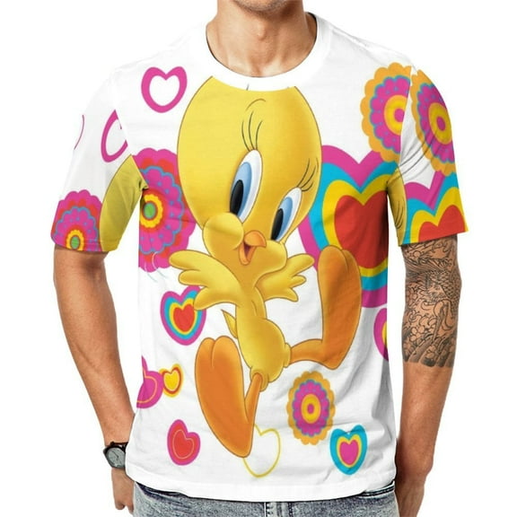 TweetyBird Printed Short Sleeve T-Shirts Casual Graphics Tees Fashion Novelty Shirts for Men Women S