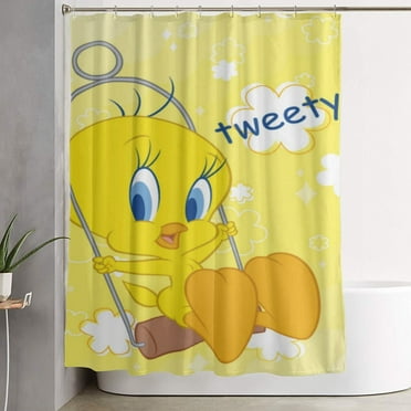 Tweetybird Shower Curtain Cartoon Art Bath Shower Curtains with 12 Hooks, Waterproof Washable Polyester Bathroom Home Decor Set 60x72 Inch Iron