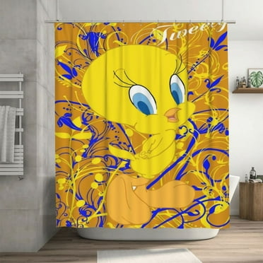 Tweetybird Shower Curtain Cartoon Art Bath Shower Curtains with 12 Hooks, Waterproof Washable Polyester Bathroom Home Decor Set 72x72 Inch, Iron