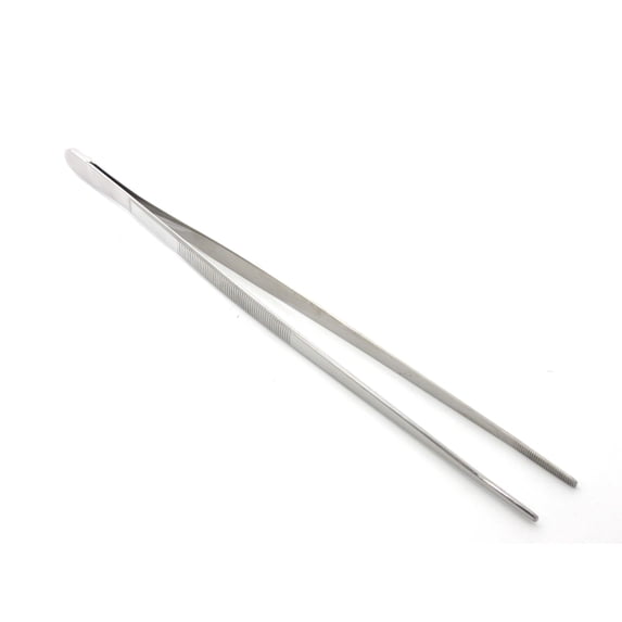 Kitchen Supply 12-Inch Stainless Steel Serrated Tweezer Tongs for Cooking and Food Handling