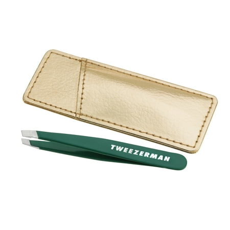 Tweezerman Emerald Shimmer Mini Slant Tweezer with Case Slant Tip
