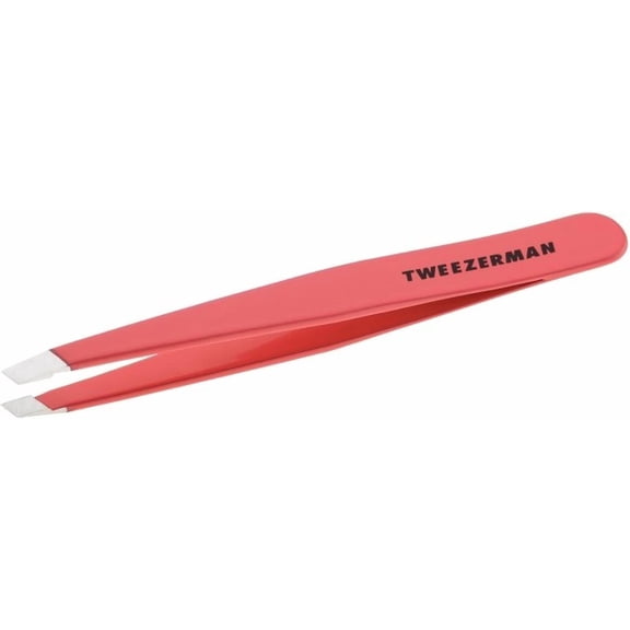 Tweezerman Stainless Steel Slant Tweezer - Eyebrow Tweezers for Women and Men (Geranium)
