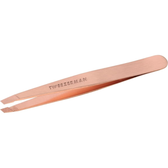 Tweezerman Stainless Steel Slant Tweezer - Eyebrow Tweezers for Women and Men (Rose Gold)