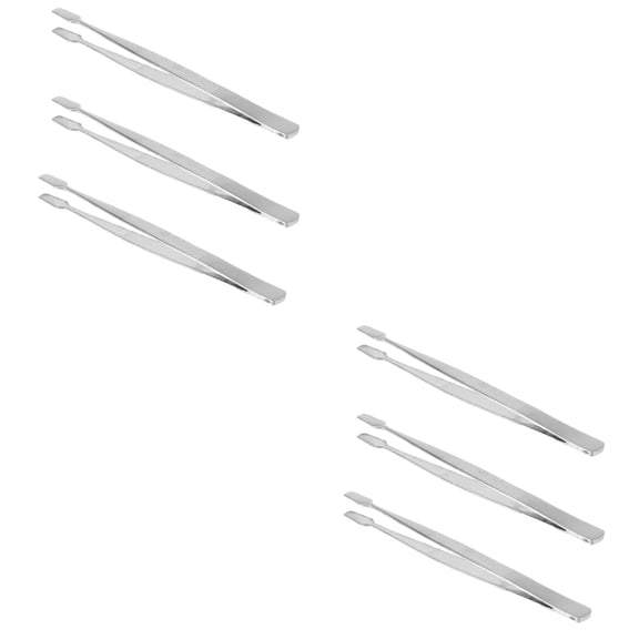 Tweezers 6 Pcs False Eyelash Nipper for Stamp Make up Fake Eyelashes Stainless Steel