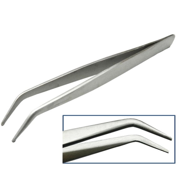 Tweezers Bent Tip 7" 45 Degree Bent Smooth Tips Jewelry Bead Hobby & Crafts