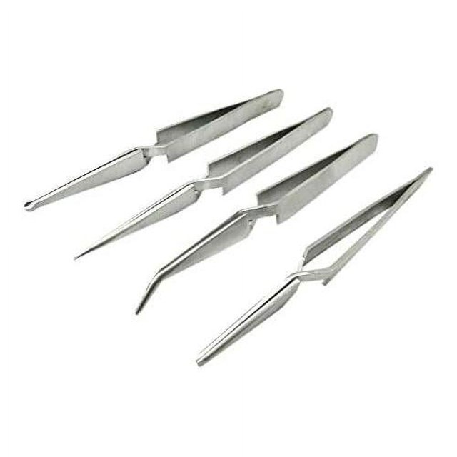 Tweezers Cross Locking Set Of 3 Curved Straight & Blunt Tip Cross
