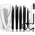 thumbnail image 1 of Tweezers Kit Tweezer for Women Facial Hair Removal Tweezers Professional Tweezers Set Eyebrow Tweezer, [9+1 PCS] Professional Stainless Steel Eyebrow for Women &Men,Black Beauty Sets, 1 of 7