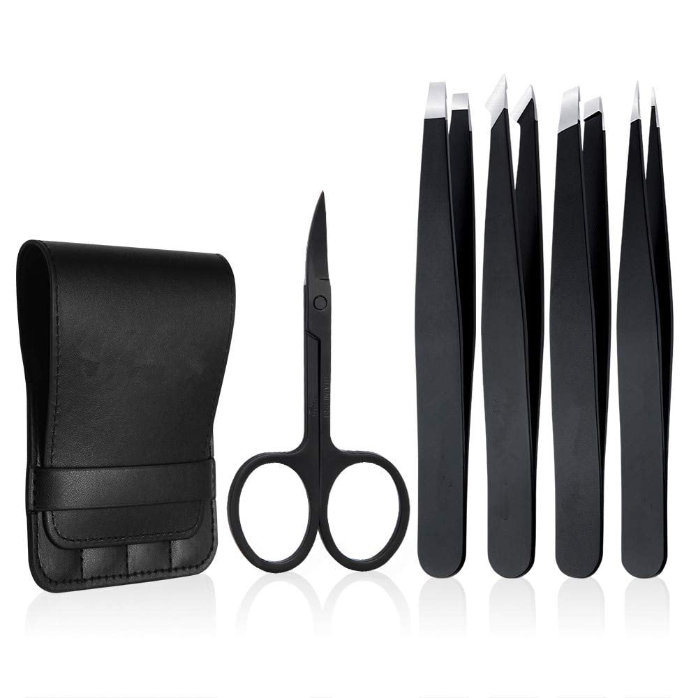 Tweezers Set 5-Piece - Professional Stainless Steel Tweezers with ...
