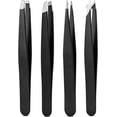 thumbnail image 1 of Tweezers Set, High Precision Stainless Steel Eyebrow Tweezers for Facial Hair, Inward Growing Hair and Splinter Remover Kit, Suitable for Women and Men, 4-Piece Set. (Black), 1 of 14