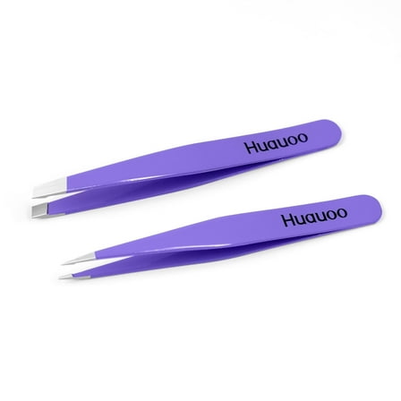 Tweezers Set, Professional Stainless Steel Tweezers for Men and Women, Precision Eyebrow Tweezers for Facial Hair (Purple)