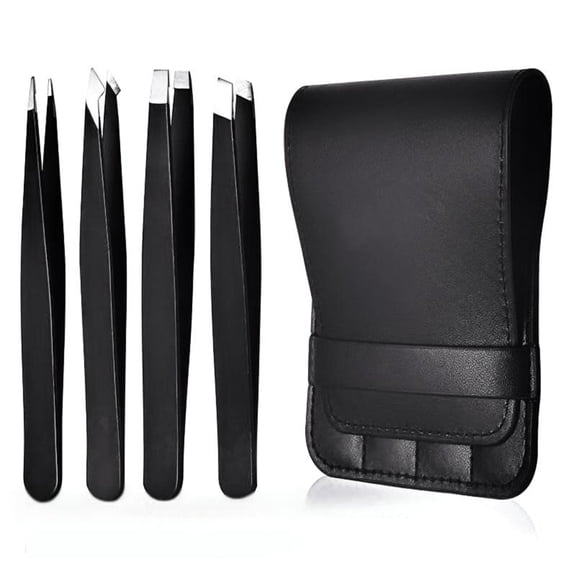 Tweezers Set with Travel Case,Stainless Steel Tweezers for Facials Hair Precisions Eyebrow Tweezers Ingrown Hair Removal