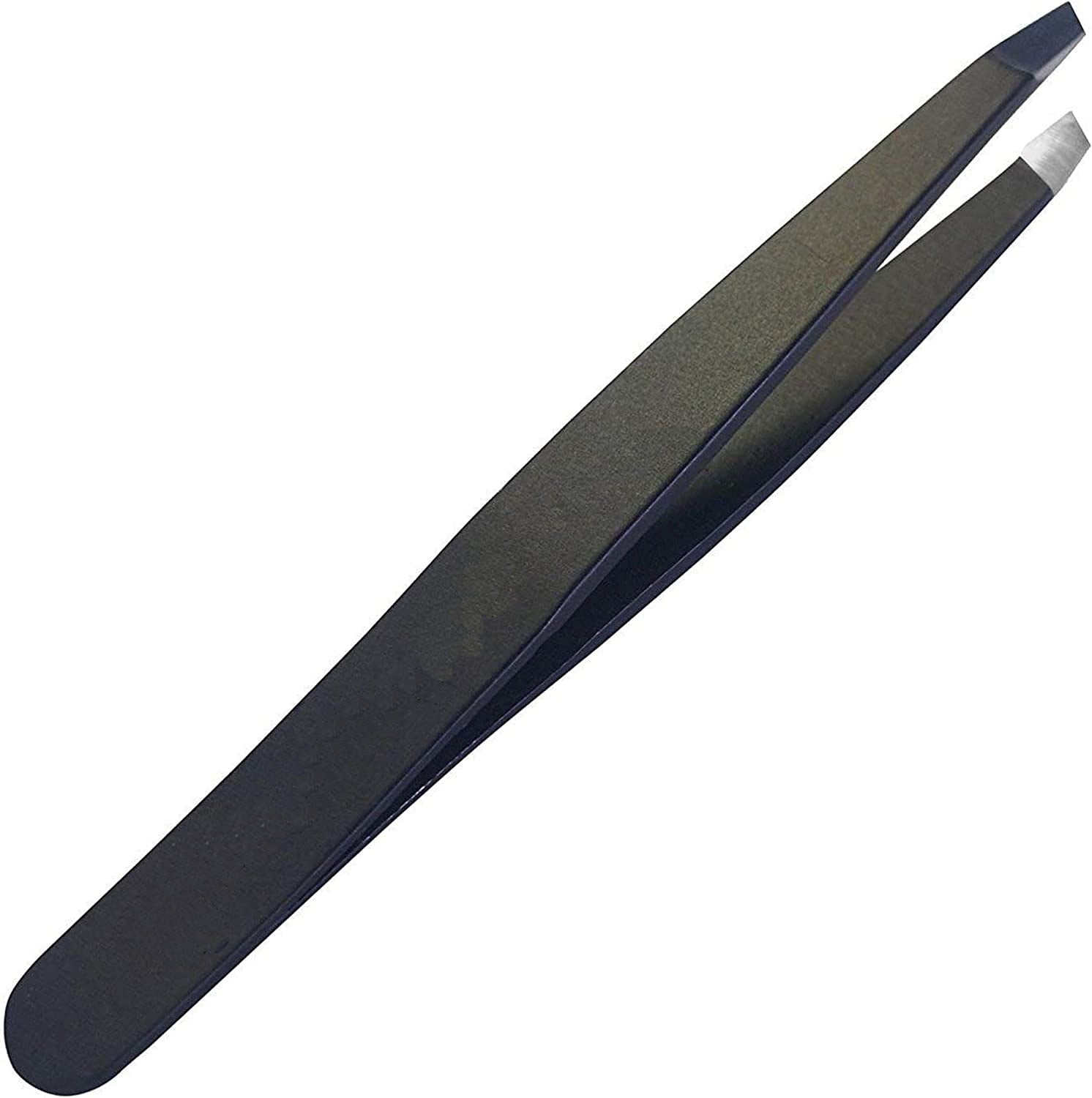 Tweezers for Women - Slant Pointed Precision Tweezers for Eyebrows & Ingrown Hair Removal - Blackhead and Splinter Tweezer with Sharp Needle Nose Point for Plucking (Black)