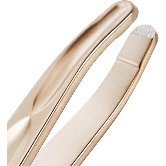 Tweezers for Man, Professional Round Tips Plucker for Chin, with Leather Travel Case (Light Gold)