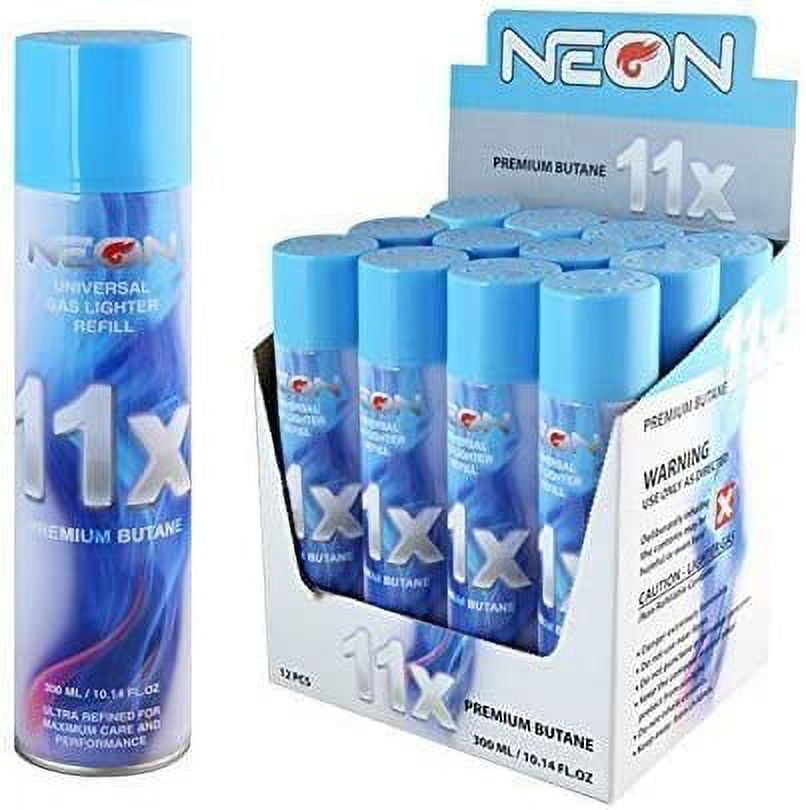 Pack of 12 Neon 11x Ultra Refined Butane Fuel, Premium Fluid Lighter Gas Refills