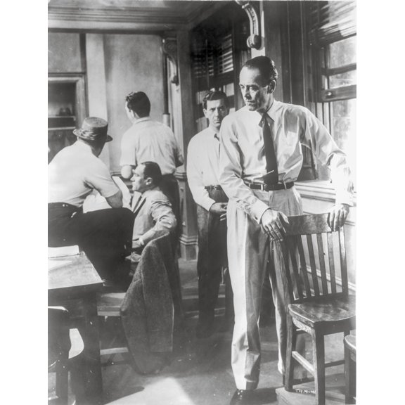 Twelve Angry Men Movie Scene at the Room in Black and White Photo Print (24 x 30)