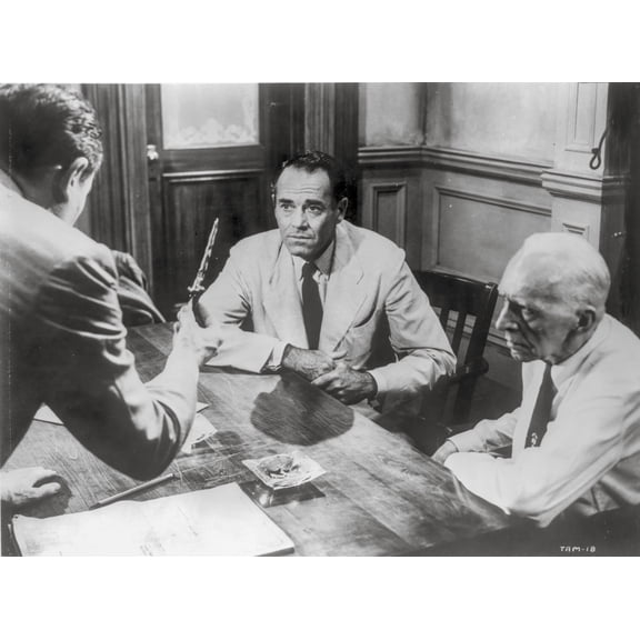 Twelve Angry Men Movie Scene with Three Men Talking Photo Print (24 x 30)
