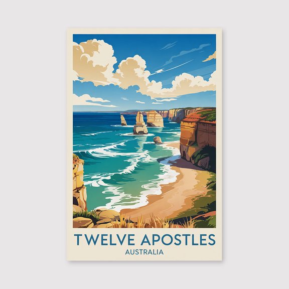 Twelve Apostles Travel Print Canvas Wall Art, Twelve Apostles AU Wall Hanging Home decor Twelve Apostles Canvas Art, Australia Art Canvas-1WN4325