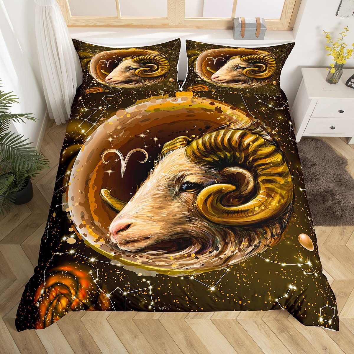 Twelve Constellation Duvet Cover Set Leo Comforter Cover Set Lion