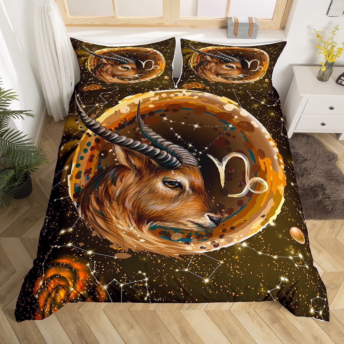 Twelve Constellation Duvet Cover Set Leo Comforter Cover Set Lion