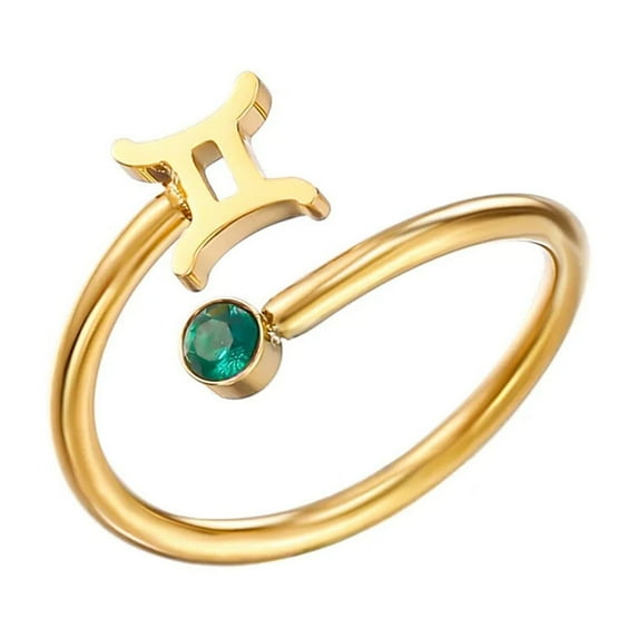 Twelve Constellation Zircon Rings For Women 925 Sterling Silver Birthstone Ring Stackable Ring Stacking Finger Ring Adjustable Size Band jewelry Mother's Day Rings Birthday Gift #03 C,One Size