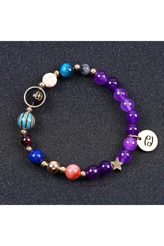 Twelve Constellations Bracelets Amethyst Blue San Constellation Lettering