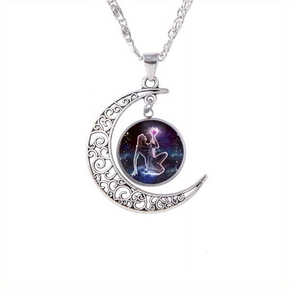 Twelve Constellations Moon Next NECKLACE TIMI GEMI PERIOD NECKLACE PERSONAL BIT,Silver,Aquarius