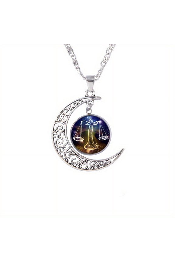 Twelve Constellations Moon Next NECKLACE TIMI GEMI PERIOD NECKLACE PERSONAL BIT,Silver,Libra