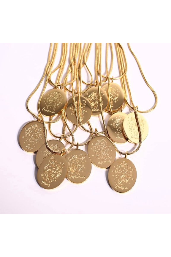 Twelve Constellations Necklace Minimalist Pattern Lines