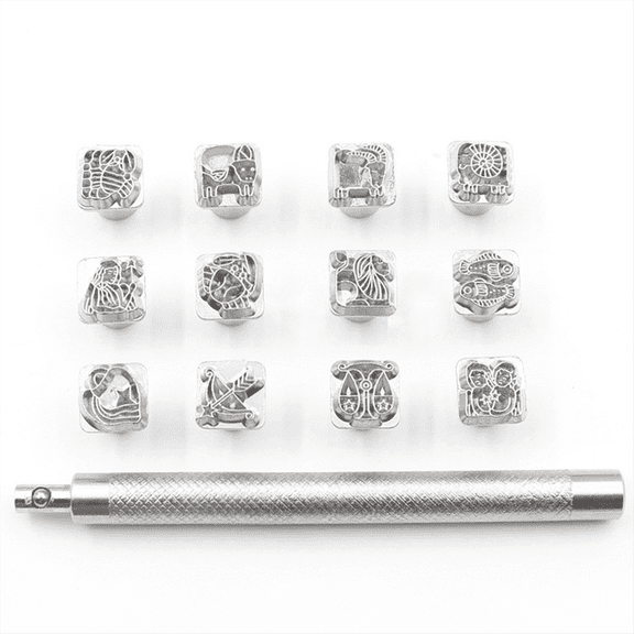 Twelve Constellations Printed Leather Leather Printed Constellation Leather Carving Pattern Handmade DIY Punch Tool Set