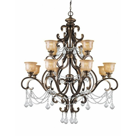 Twelve Light Chandelier-Clear Crystal Color-Hand Cut Crystal Type-Bronze Umber Finish Bailey Street Home 49-Bel-1628163