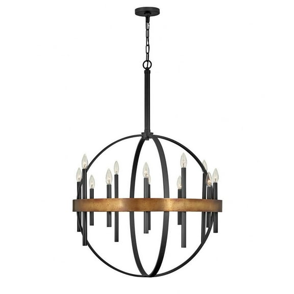 3867WA Hinkley Lighting Wells - Twelve Light Large Orb Chandelier in Transitional-Industrial Style - 30 Inches Wide by 43.25 Inches High