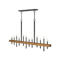 3864WA Hinkley Lighting Wells - Twelve Light Linear Chandelier in Transitional-Industrial Style - 60.25 Inches Wide by 35.75 Inches High