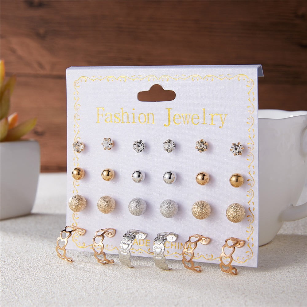 Twelve Pairs Of Earrings Pearl Earrings Set Women's Ladies Earrings