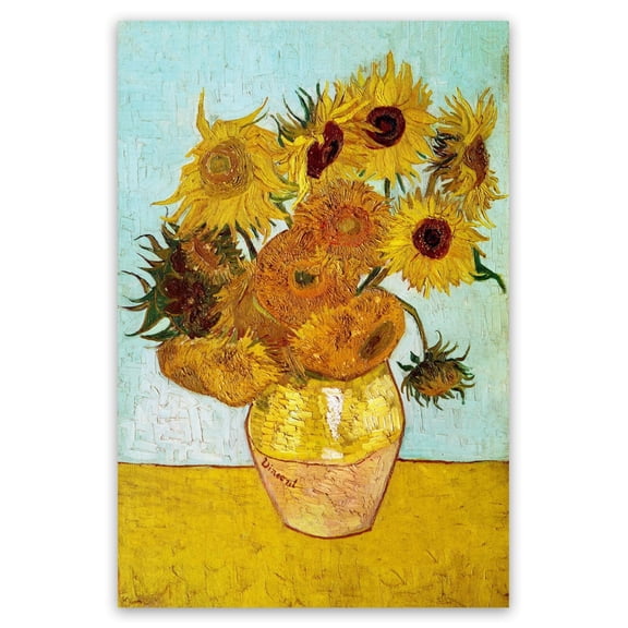 Twelve Sunflowers Print - Vincent Van Gogh Oil Paintings on Canvas Wall Art - Fine Art Reproduction Posters for Livingroom, Bedroom Wall Decor - Sunflower Decorations