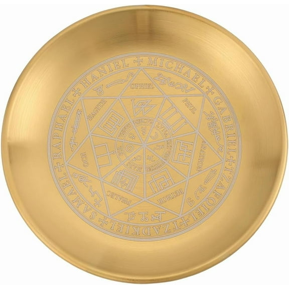 Twelve Tonstellations Prayer Ritual Plate Stainless Steel Offering Bowl Flat Round Tray Prayer Offering Bowl Candle Holder Jewelry Dish
