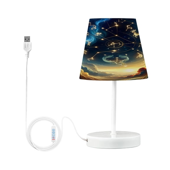Twelve Zodiac Stars in Night Sky Desk Lamp LED Table Nightstand Lamps with 3 Color Temperatures for Home Bedroom Living Room Decor 6x11