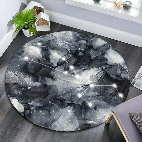 Twelve tellation Round Carpet Capricorn Virgo Leo Universe Nebula Print Rug Living Room Bedroom Area Rug Door Mat Home r