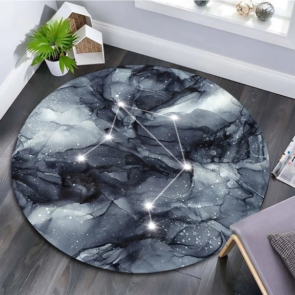 Twelve tellation Round Carpet Capricorn Virgo Leo Universe Nebula Print Rug Living Room Bedroom Area Rug Door Mat Home r