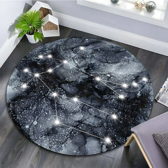 Twelve tellation Round Carpet Capricorn Virgo Leo Universe Nebula Print Rug Living Room Bedroom Area Rug Door Mat Home r