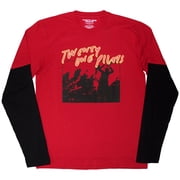 Twenty One Pilots Unisex Layered Long Sleeve T-Shirt Live Scribble Red & Black Medium