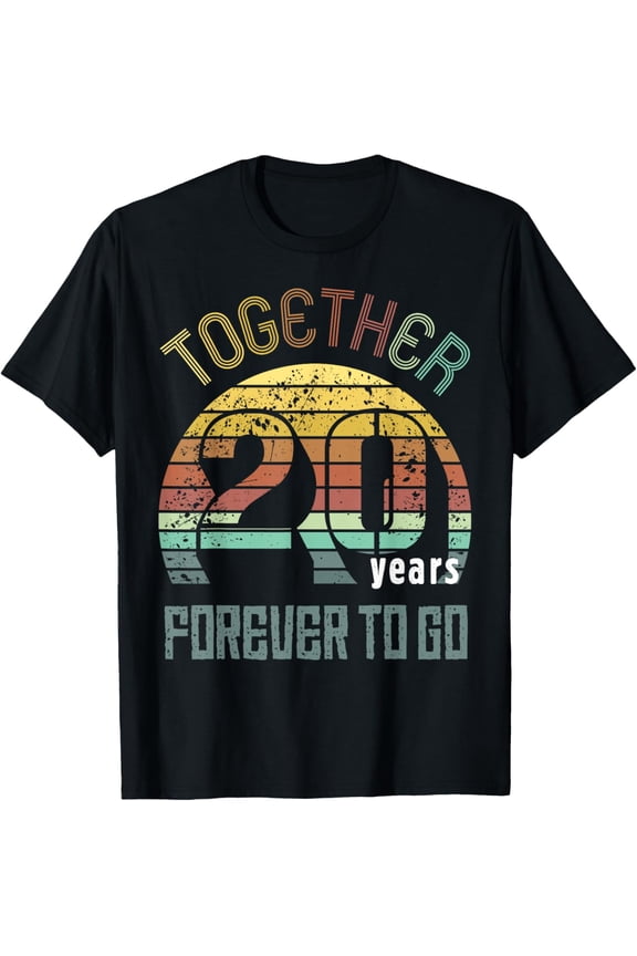 Twenty Years Wedding Anniversary Gifts For Couples Matching T-ShirtMen and women, Black T-shirt, size: Extra large S-4XL