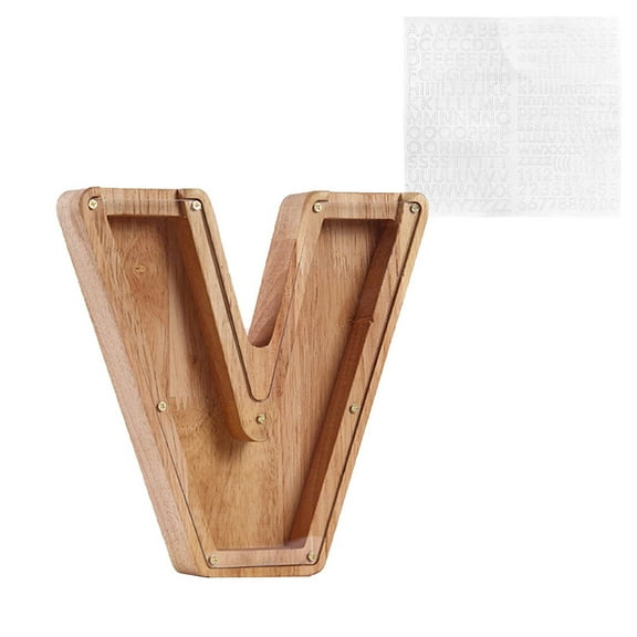 Twenty-six English Alphabet A-Z Letter Piggy Bank, Personalized Wooden Name Money Box Wooden Deposit Box Twenty Six English Letters, Name DIY Creative Purchase Combination