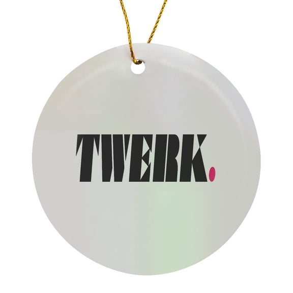 3drose, Twerk, Black, White, Magenta, Circle Porcelain Ornament