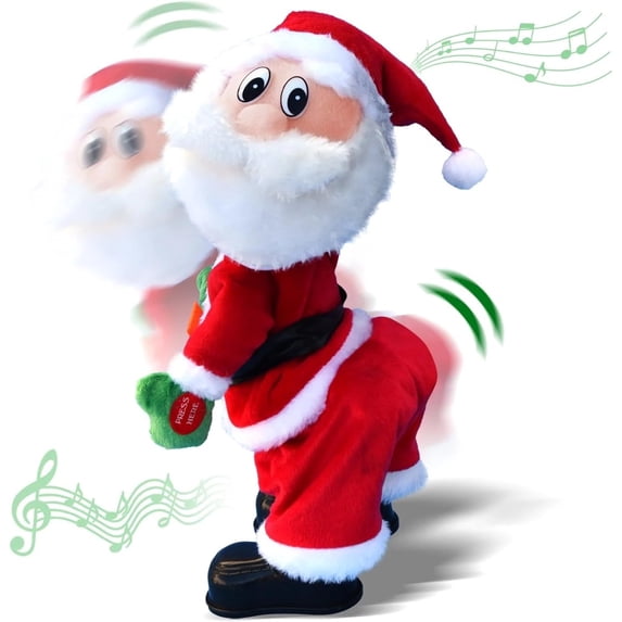 Twerking Santa Claus - Twisted Wiggle Hip Santa Claus Singing and Dancing Christmas Toy Electric Plush Twerking Santa Doll Sing in English Songs Xmas Gift for Kids, 14"