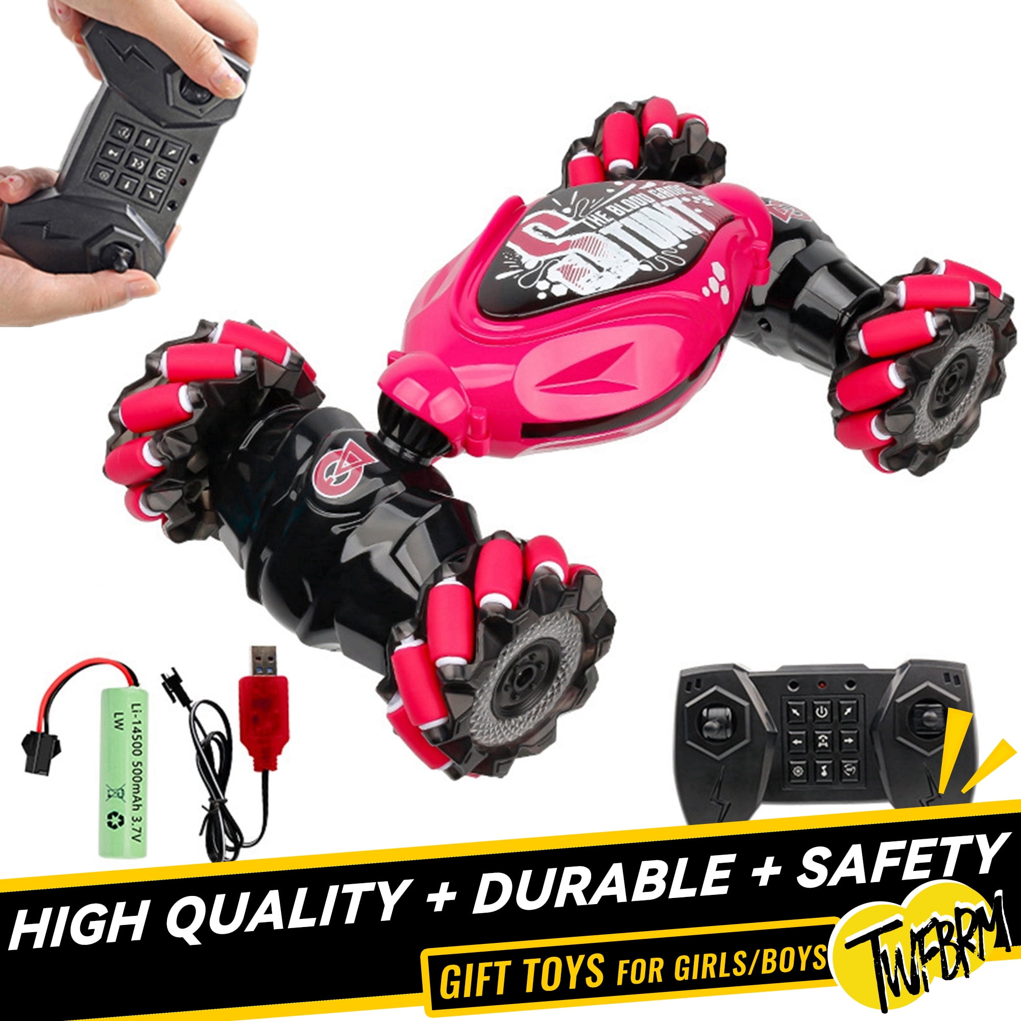 Twfbrm 1:14 RC Cars - 2.4GHz Remote Control Car with Lights for Boys 4-7 Year Old Boys Girls ,4WD All-Terrain Transform Off Road for Rotating,Stocking Stuffers for Kids,9.5 x5.9x3.7in