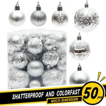 Twfbrm 1 Box Of 50pcs Christmas Ball Ornaments Set 3D Shatterproof Christmas Tree Decorations Window Display Shopping Mall Decoration Pendant Christmas Gifts