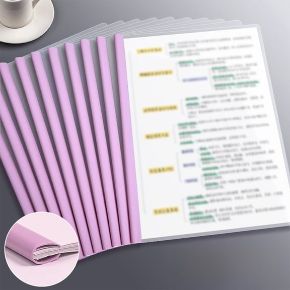 Twfbrm 10 Pack Report Covers with Sliding Bar, A4 Letter Size Clear Report Covers with 40 Sheet Capacity, Reusable Presentation Folders Waterproof File Document Binder Office Supplies, Pink