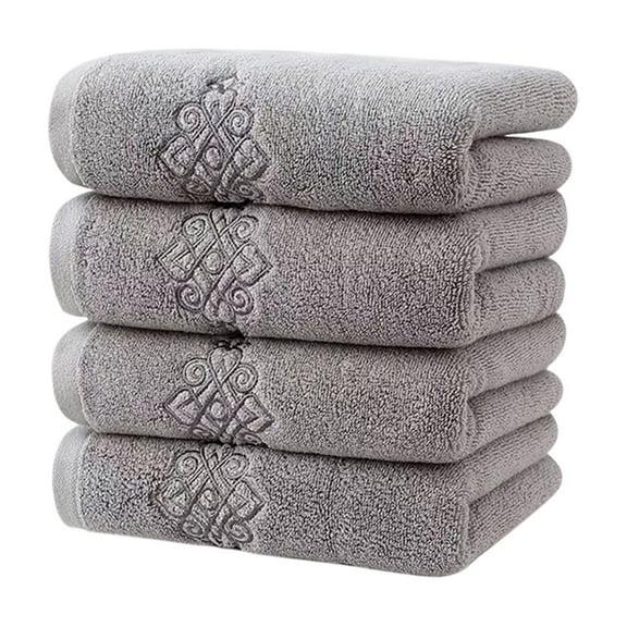 Twfbrm Cotton Hand Towels Set of 4, 14x30 Inch Highly Absorbent Embroidered Decorative Towels, 400GSM Ultra Soft Quick Dry Thick Microfiber Bath Towels for Beach Gym Shower Hotel and Spa